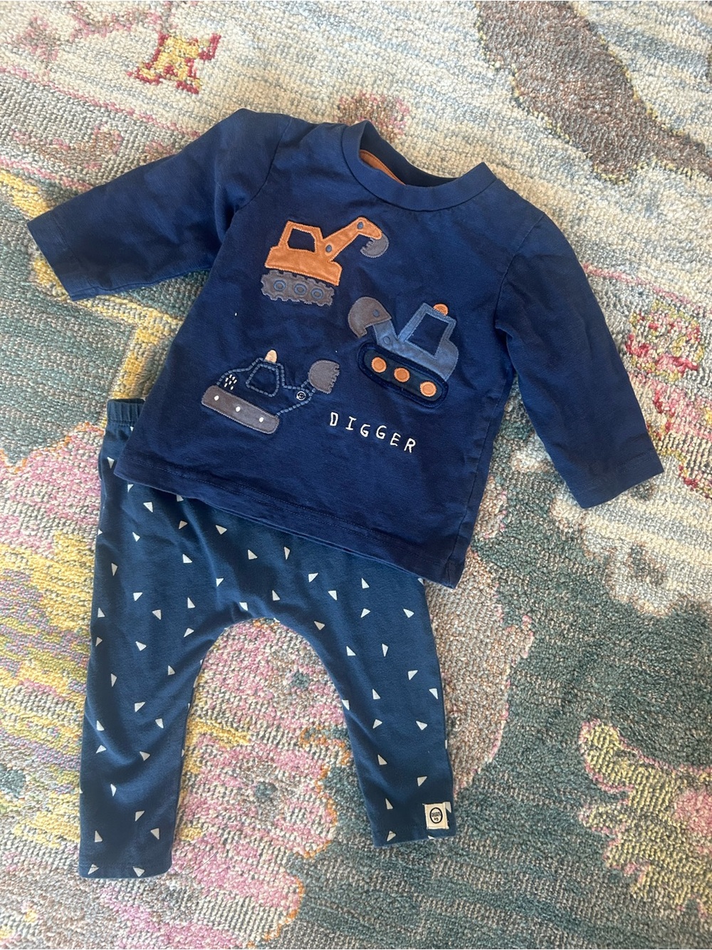 NEXT Navy 'Digger' Toddler Top & Pants Set